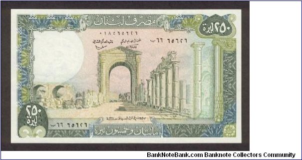 LEBANON P-67a
250 Lira UNC
http://www.baylonbanknotes.com Banknote