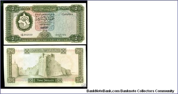 Libya 5 dinars P-36b UNC
http://www.baylonbanknotes.com Banknote