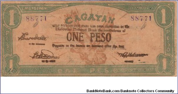 S-188 Cagayan 1 Peso note. Banknote