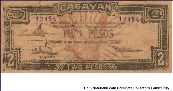 S-189 Cagayan 2 Pesos note. Banknote