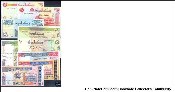 SUDAN COMPLETE SET UNC 2002
10 PCS
http://www.baylonbanknotes.com Banknote