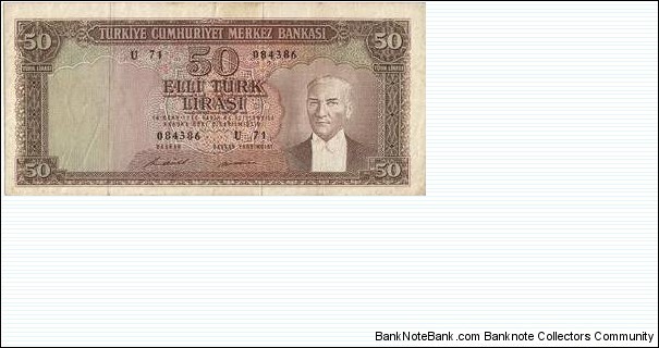 P187a 50 TL Banknote