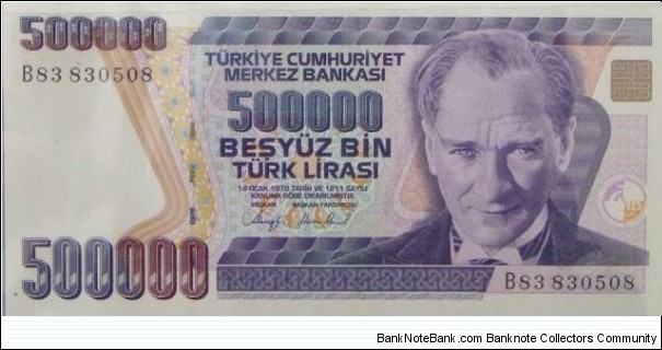 P208 500.000 TL Banknote