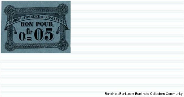 ALGERIA, Town Of CONSTANTINE, 5 Centimes 12 Octobre 1915 Banknote
