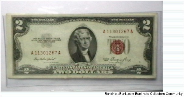 U.S. Small FRN 2 dollar note series 1953  Banknote