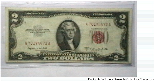 US Small FRN 2 dollar note 1953 series B Banknote
