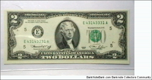 US Federal Resreve 2 dollar note 1976 district E Banknote