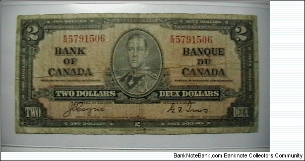 Canada 1937c 2 Dollar note, KP# 59 Banknote
