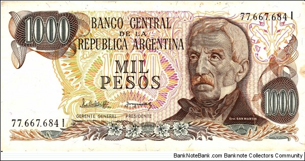 1000 Argentina Peso. Condition Very Fine Banknote