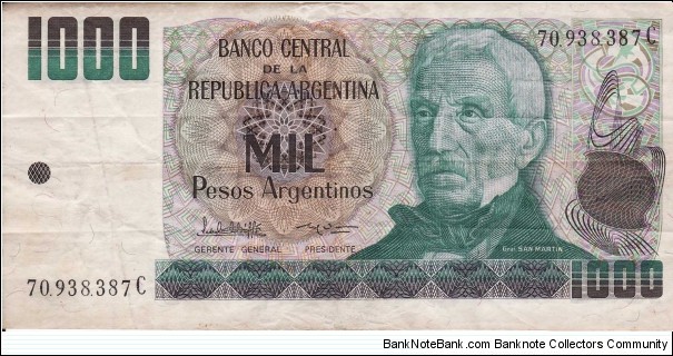 1000 Argentina Peso. Condition Very Fine Banknote