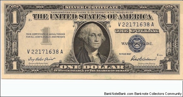 $1 Silver Cert Series 1957 S/N V22171638A Banknote