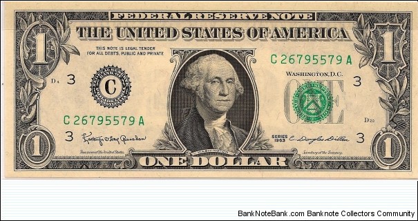 $1 FRN Series 1963 S/N C26795579A Banknote