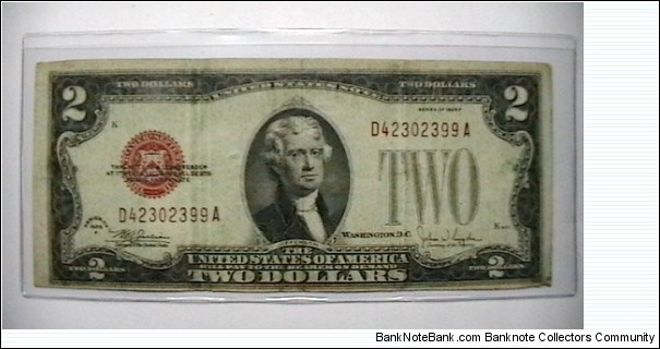 U.S. Small FRN 2 dollar note series 1928F  Banknote