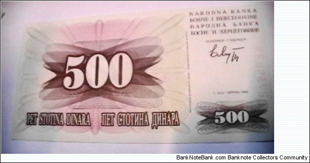 Banknote from Bosnia year 1992