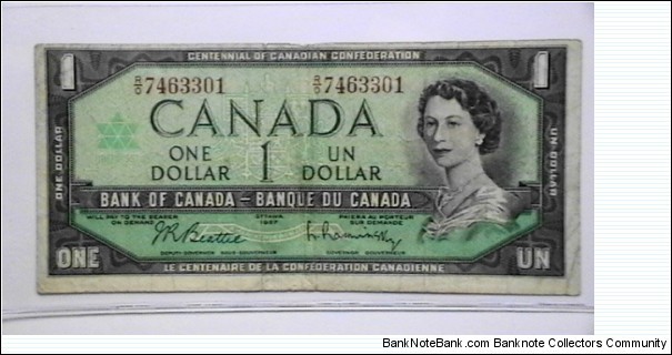 Canada 1967 B 1 Dollar KP# 84 normal sn. obv. Banknote