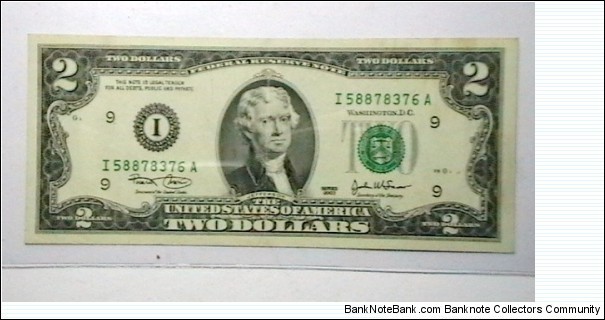 U.S. FRN series 2003 2 dollar district I  Banknote