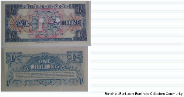 1 Shilling. British Armed Forces. 3rd Series. Banknote