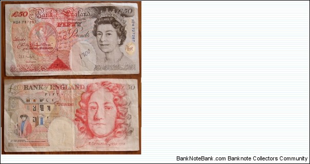 50 Pounds. GE Kentfield signature. Banknote