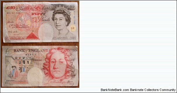 50 Pounds. Merlyn Lowther signature. Banknote