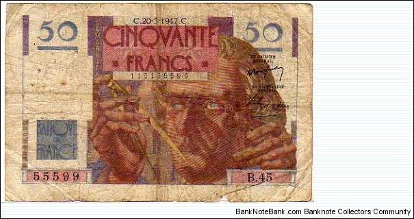 50 Francs __ pk 127 b __ 20.03.1947 Banknote