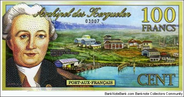 *ARCHIPEL des KERGUELEN* __ 100 Francs __ pk# NL __ 13.02.2010 __ Polymer Banknote