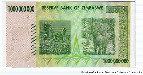 Banknote from Zimbabwe year 2008