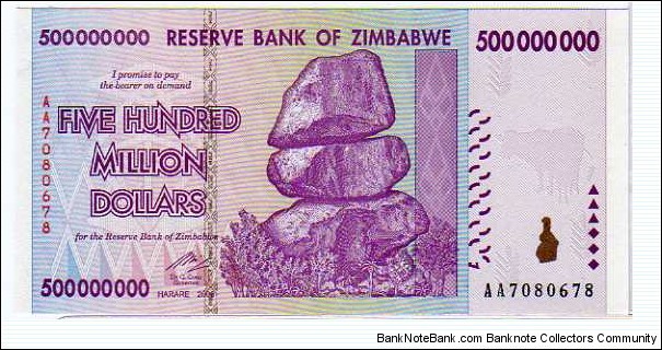 500'000'000 Dollars __ pk# 82 Banknote