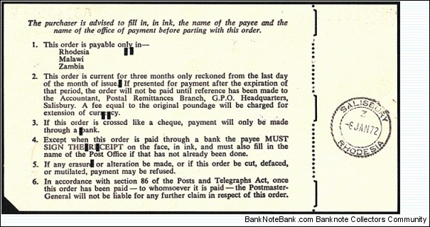 Banknote from Rhodesia year 1972