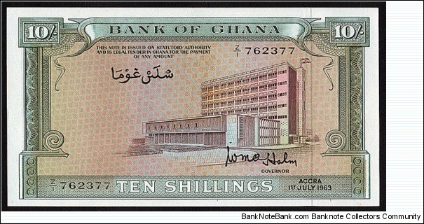 Ghana 1963 10 Shillings.

 Banknote