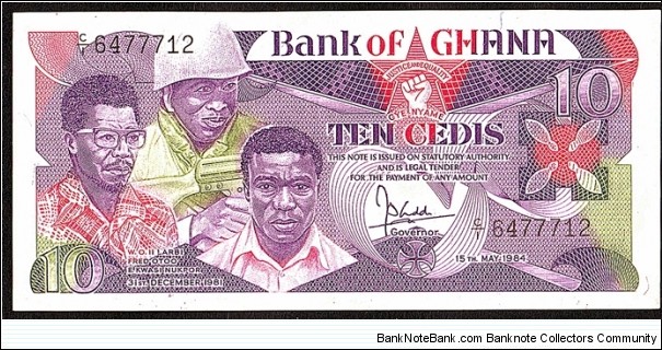 Ghana 1984 10 Cedis. Banknote