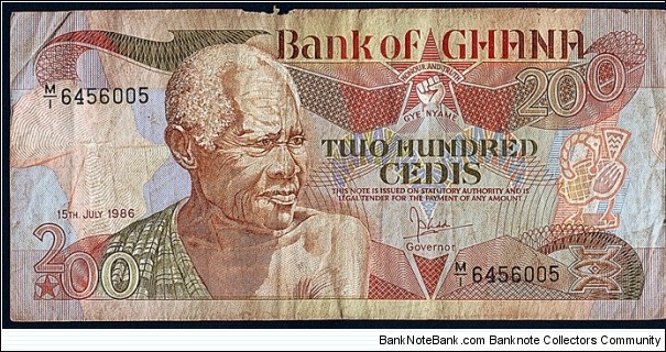 Ghana 1986 200 Cedis. Banknote