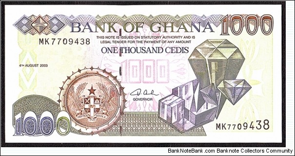 Ghana 2003 1,000 Cedis. Banknote