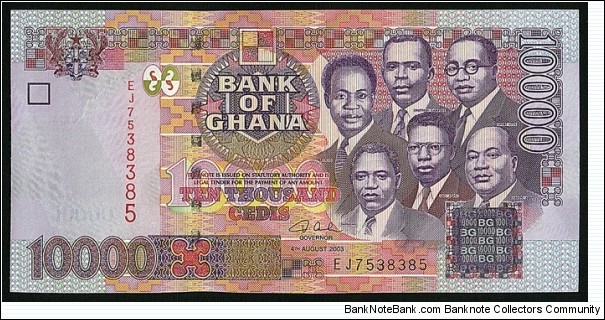 Ghana 2003 10,000 Cedis. Banknote