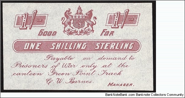 Green Point Track Internment Camp N.D. 1 Shilling. Banknote