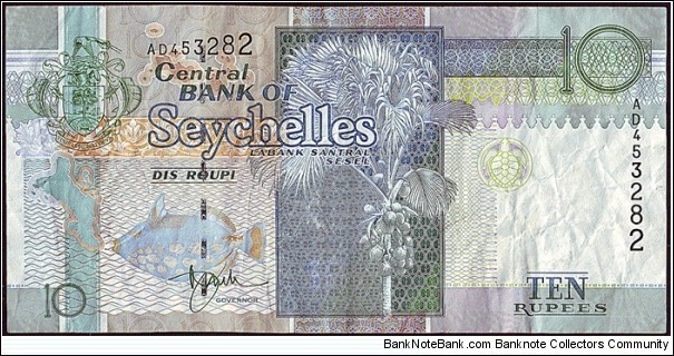 Seychelles N.D. (1998) 10 Rupees. Banknote