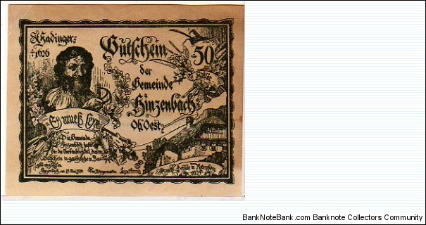 *NOTGELD*__50 Heller__pk# NL__Hinzenbach__25.05.1920 Banknote