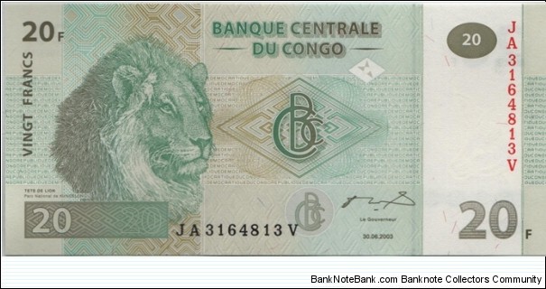 Congo 20 Franc 2003 Banknote