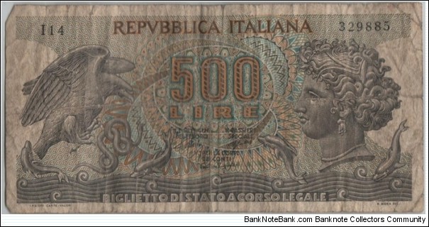 Italy 500 Lire 1967 Banknote