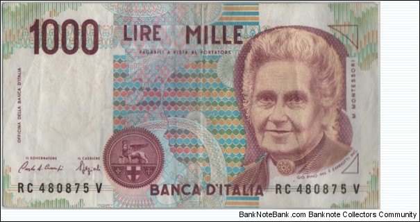 Italy 1000 Lire 1990 Banknote