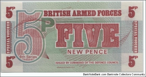 British Armed Forces 5 New Pence Banknote