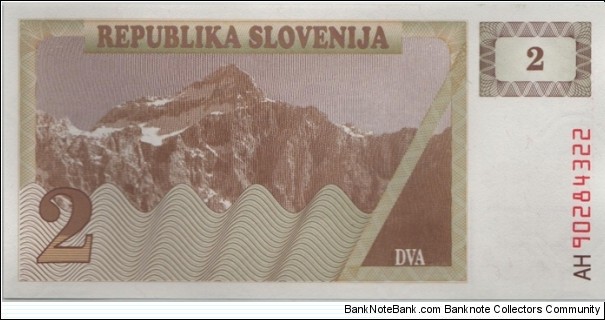 Slovenia 2 Tolar 1990 Banknote