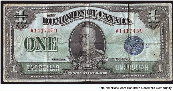 Canada 1923 1 Dollar. Banknote