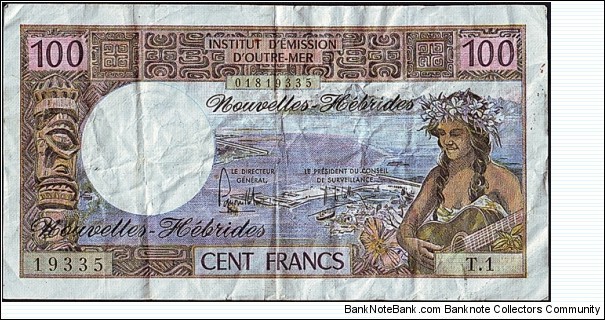 New Hebrides N.D. 100 Francs. Banknote