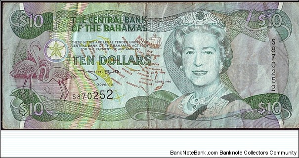 Bahamas 1996 10 Dollars. Banknote