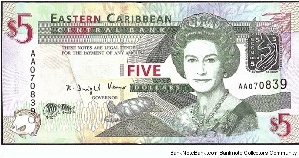 East Caribbean States N.D. (2008) 5 Dollars. Banknote