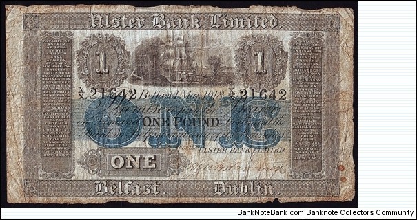 Ireland 1918 1 Pound. Banknote
