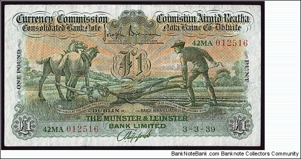 Ireland 1939 1 Pound. Banknote