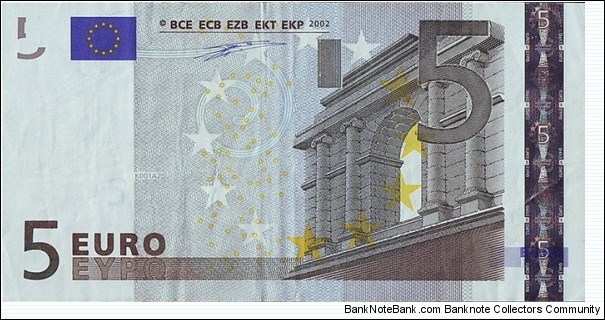 Ireland 2002 5 Euros. Banknote