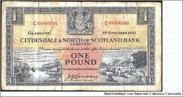 Scotland 1950 1 Pound. Banknote