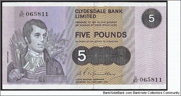 Scotland 1976 5 Pounds. Banknote